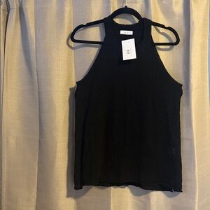 Black Ribbed Halter Tank Top - Plush